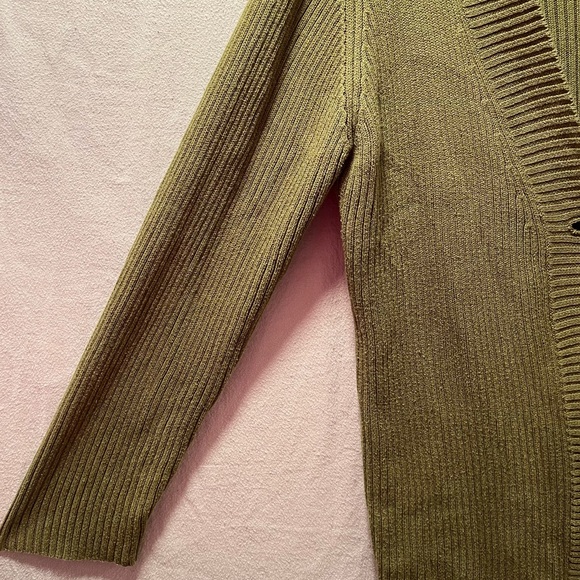 Olive Green, Ribbed Texture, One Button Cardigan by Avenue in 26/28 - Picture 8 of 14